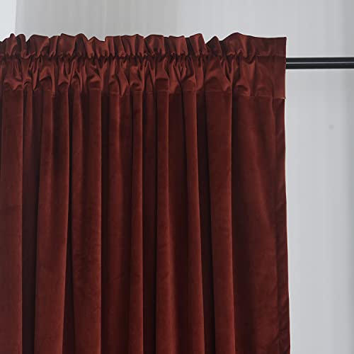 Roslynwood Velvet Burnt Ochre Curtains 63 inch Long - Curtains Block Light Rod Pocket Thermal Insulated Window Curtain Drapes for Living Room/Office/Apartment,Burnt Ochre, W52 x L63, 2 Panels - color: Burnt Ochre, size: 52"W x 63"L (Pack of 2)