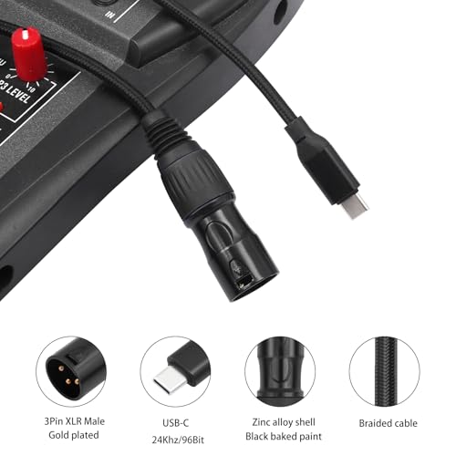 3.3FT USB-C to XLR Male Cable, USB-C to XLR Male Adapter Cable for Active Speakers, Mixers, Power Amplifiers and Professional Audio Equipment - size: XLR Male, style: 3.3FT