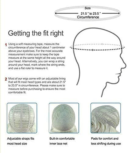 HPO Bavarian Double Braided Wig, Breathable Capless Cap, Premium Handcrafted Wig, Designed for comfort fit, flame retardent synthetic fiber (Grey) - color: Grey