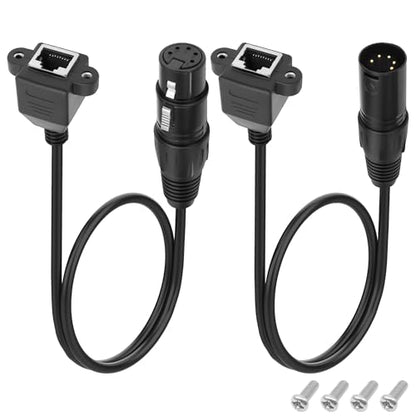XMSJSIY XLR to RJ45 Adapter Cable DMX 5 Pin XLR Male &Female to RJ45 Female | Network Ethernet Connector Extension Cable Compatible with DMX-CON Controller Series, RGB Tube Light, Mixer - 30CM/11.8inch