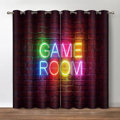 Jekeno Game Room Blackout Curtains for Bedroom, 2 Panels Set 42x54 Inch - color: Game Room, size: 42"W x 54"L (Pack of 2)