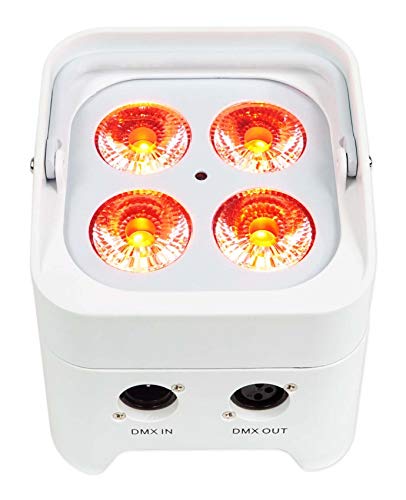 Rockville Best PAR 50 White Rechargeable LED Par Wash Light, Wireless DMX, 4x6W RGBWA+UV LEDs, 4400mAh Battery, 6500 Lux Output, Compact for DJs, Stage, Weddings, Parties | 15-Hour Rechargeable Battery, RGBWA, UV, IRC Remote, Sound Activated, Flicker Free