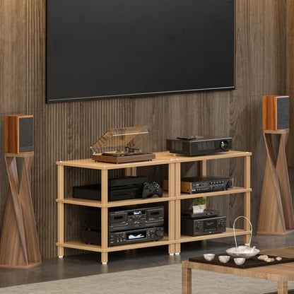LELELINKY 3-Tier AV Media Player Stand, Natural Stereo Cabinet, Modern Audio Shelf, Wooden TV Stand,Game Console Shelf, Multifunctional Entertainment Center, Suitable for Home, Conference Room - color: Natural, size: 3 Tier