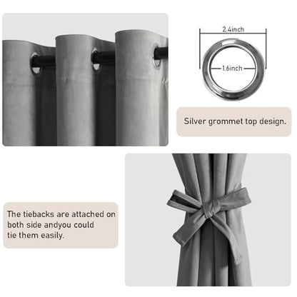JIUZHEN Grey Velvet Blackout Curtains 84 Inch for Living Room/Bedroom - color: Grey, size: 42"W x 84"L (Pack of 2)