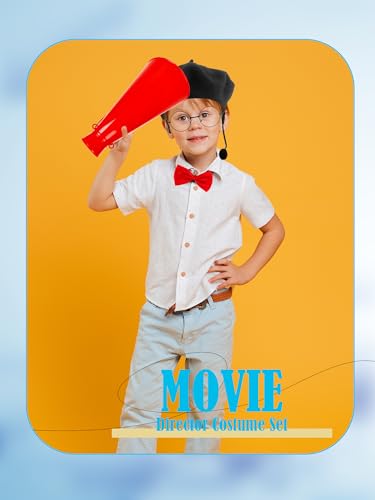 8 Pcs Movie Director Costume Accessories Hat Bowtie Clapboard Megaphone Movie Theater Costume for Adult Halloween Dress Up Career Day Party