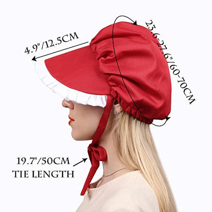 Colonial Bonnet Victorian Hat Sun Cap for Women Tea Party Headwear Rtro Renaissance Costumes - color: Red