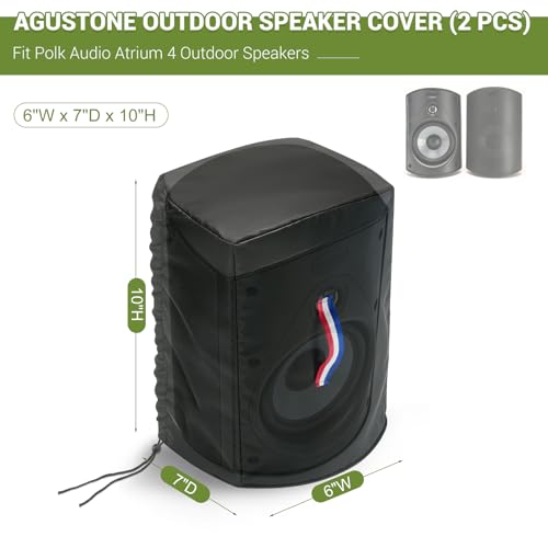 2-Pack Waterproof Speaker Covers for Polk Audio Atrium 4, 6x7x10in | Waterproof Dustproof Cover for Patio Speaker, Outdoor Protective Cover - Black, 6"Wx7"Dx10"H - size: Fit for Polk Audio Atrium 4
