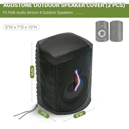 2-Pack Waterproof Speaker Covers for Polk Audio Atrium 4, 6x7x10in | Waterproof Dustproof Cover for Patio Speaker, Outdoor Protective Cover - Black, 6"Wx7"Dx10"H - size: Fit for Polk Audio Atrium 4