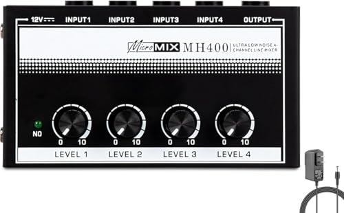 Headphone Amplifier, HA400 4-Channel Metal Stereo Audio Amplifier, Mini Earphone Splitter W/DC 12V Power Adapter, for Sound Mixer PC Guitar Studio Stage (White) - style: HA400 White