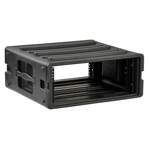 SKB 4U Roto Rack Case - Durable Polyethylene Gear Protector, Stackable, Waterproof with Twist Latches & Rubber Feet for Musicians, DJs, and A/V Equipment - Secure Transport & Storage Solution | Waterproof with Twist Latches and Rubber Feet for Musicians,