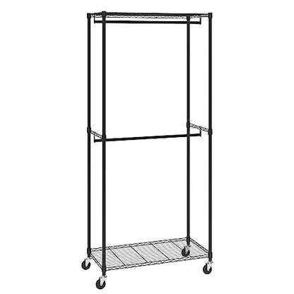 VEVOR Clothing Garment Rack, Heavy Duty Closet Wardrobe, Adjustable Tiers Clothes Racks with Steel Frame, for Bedroom, Clothing Store, Hallway - color: S1, style: 2 Rods 2 Tiers