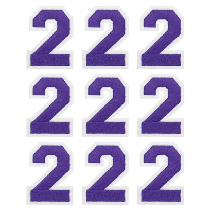 MECCANIXITY Iron on Number Patches 2" Number 2 Iron on Embroidered Patch Sew on Letter Stickers Applique for Repairing Clothing Jeans Shoes Hats DIY(Purple, Pack of 9) - style: Number 2