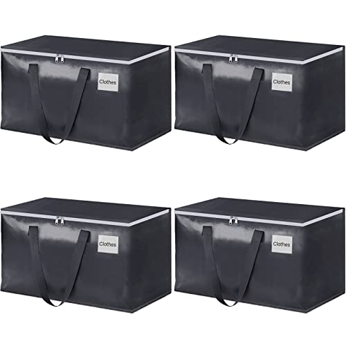 StorageRight Heavy Duty Moving Boxes-Moving Bags with Zipper, Reinforced Handles and Tag Pocket-Collapsible Moving Supplies-Totes for Storage Great for moving, Storage and Travel 93L(Gray-4 Pack) - color: Gray, size: 4 Pack
