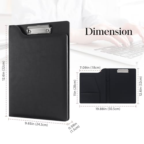ProCase A4 Leather Padfolio Clipboard Folder -Black | Professional Business Portfolio Folder, Resume Organizer for Interviews, Office, Meetings & Conferences - color: Black
