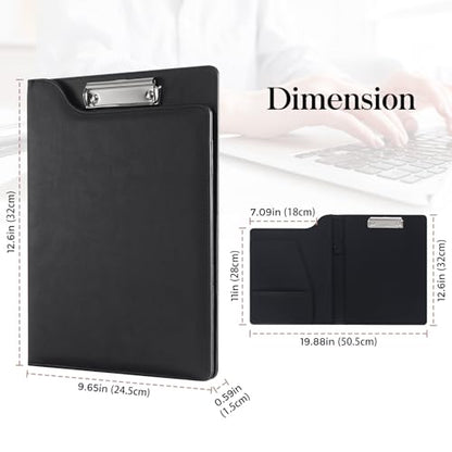 ProCase A4 Leather Padfolio Clipboard Folder -Black | Professional Business Portfolio Folder, Resume Organizer for Interviews, Office, Meetings & Conferences - color: Black
