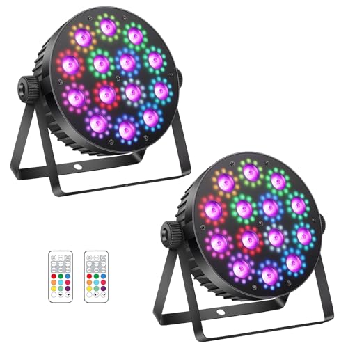100W 14LED Stage Par Light with LED Ring by Remote Control - 2Pack