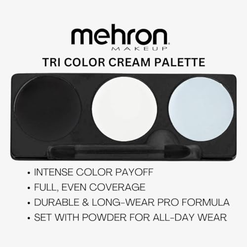 Mehron Makeup Tri-Color Halloween Makeup Palette - SKELETON | 10 Shades of Mehron Greasepaint in 1 Easy to Use Palette. Perfect for Quick Costume Looks. Cruelty Free & Made in the USA. - color: Skeleton