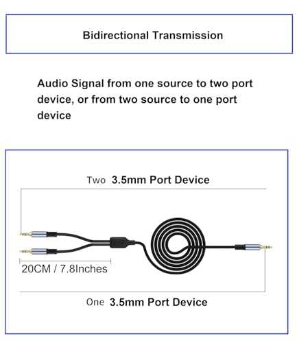 1/8" TRS Stereo Splitter Cable 10FT(Splitter 20cm), Male to Dual Male, 3.5mm Y-Splitter Stereo Cable, for Speakers, Headphone, Cell Phone PC Laptop, Perfect for Switching or Two Sets of Speakers - size: 10FT, style: 1/8" TRS Stereo Male to Dual Male