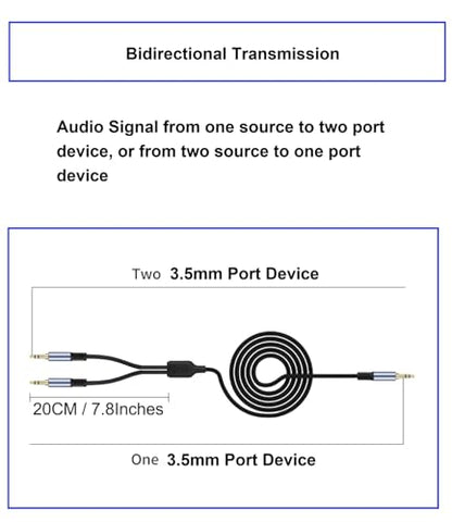 1/8" TRS Stereo Splitter Cable 10FT(Splitter 20cm), Male to Dual Male, 3.5mm Y-Splitter Stereo Cable, for Speakers, Headphone, Cell Phone PC Laptop, Perfect for Switching or Two Sets of Speakers - size: 10FT, style: 1/8" TRS Stereo Male to Dual Male