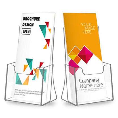 NIUBEE Acrylic Brochure Holder 4 x 6, Flyer Holder Stands Display, 6 Pack | Clear Brochure Display Stand for 4" Trifold Pages, Literature Holder Countertop for Magazine,Pamphlet, Booklets,Menu,Journals - size: 4" x 6", style: 6 Pack