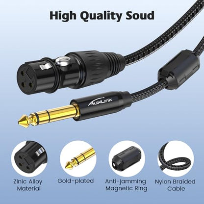 XLR to 1/4, Quarter Inch to XLR Female Cable 25ft 2Packs, TRS to 6.35mm Gold-Plated Connectors Nylon Braided for Speakers, Mixers, Amplifiers - size: XLR Female 25ft 2pack