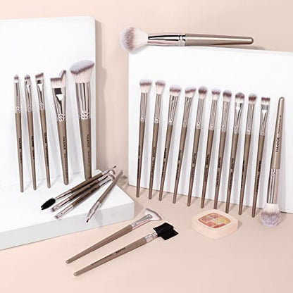 MAANGE Makeup Brush Set 23 Pcs Makeup Brushes Premium Synthetic Make up brushes Professional Face Powder Blush Pointed Eyeshadow Blending Brush Gifts for Women/Girls(Champagne) - color: champagne