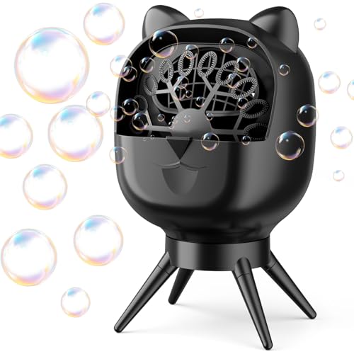 Bubble Machine for Kids,Automatic Rotation Bubble Maker 1800mAh Rechargeable Battery, 500ml Large Tank 2 Speed Control Type-C Charge Bubble Toys for for Kids, Weddings, Birthday Parties - color: Black