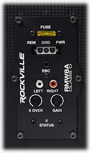 Rockville RMW8A 8" 800W Ported Powered Truck Subwoofer Slim Enclosure | Built-in Class D Amplifier, Tunnel Slot Port, High Excursion Woofer, Compact Design, Grill Included, CEA-2031 Compliant