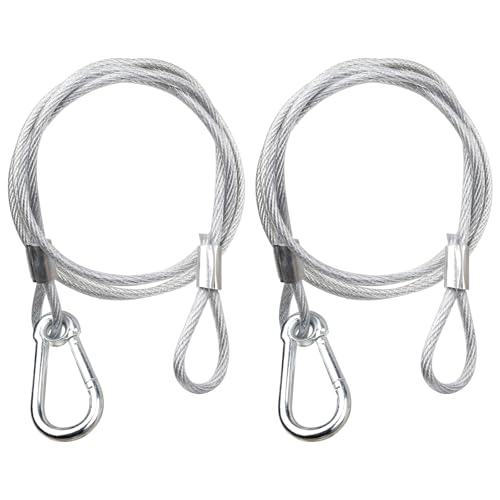 Mad Owl Safety Rope Fixing Device, Stage Light Safety Cable,Transparent Rope Head Truss Accessories Clamp Hook, 0.12 inches Diameter, 39.3 inches Length, (Pack of 2 White) - size: 2P 3mm/0.118"-100cm/39.37"