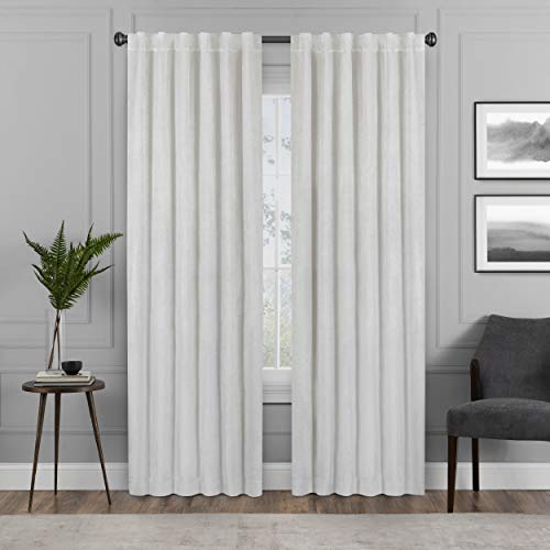 Eclipse Absolute Zero Harper Velvet Blackout Thermal Insulated Rod Pocket Curtains for Bedroom, Single Panel, 50" x 63", Snow - color: Snow, size: 50"W x 63"L (Pack of 1)