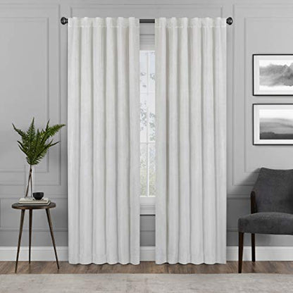 Eclipse Absolute Zero Harper Velvet Blackout Thermal Insulated Rod Pocket Curtains for Bedroom, Single Panel, 50" x 63", Snow - color: Snow, size: 50"W x 63"L (Pack of 1)