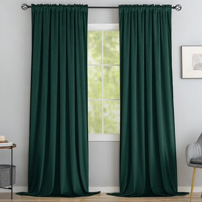 Yakamok Dark Green Room Darkening Velvet Curtains 96 Inch Living Room | Luxury soft velvet, 2 panels 52x96 inch,bedroom study, window drapes rod pocket,light blocking,Thermal Insulated - color: Dark Green, size: 52"W x 96"L (Pack of 2)