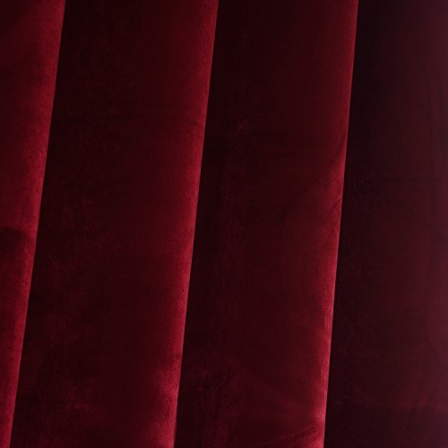 Cherry Home Set of 2 Velvet Flannel Room Darkening Blackout Curtains Panels Drapes Grommet 52 Wide by 108 Long Burgundy for Living Room - color: Burgundy, size: 52"W x 108"L (Pack of 1)