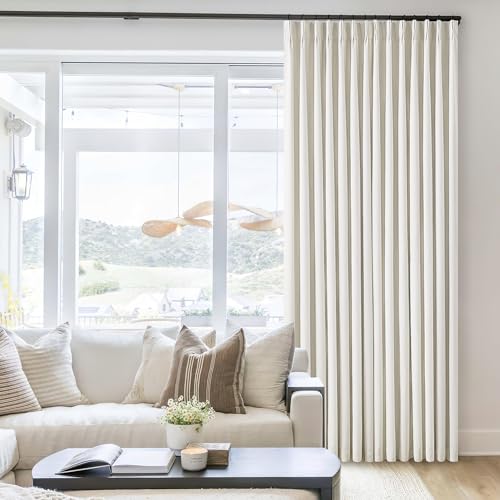 Natural Linen Pinch Pleated Full Blackout Curtains 94 Inch Long 2 Panels - color: Natural Linen, size: 40"W x 94"L (Pack of 2)