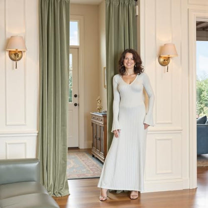 Lazzzy Green Velvet Curtains 84 Inch Long Blackout Pinch Pleated Thermal Room Darkening Drapes Luxury Modern Back Tab Window Treatments for Bedroom Living Room 2 Panels, 52 x 84 Inch, Olive Sage - color: Olive Sage, size: 52"W x 84"L (Pack of 2)