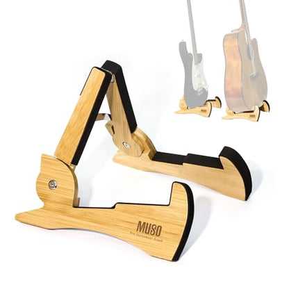 Guitar Stand, Acoustic Guitar Stand with Padded Foam, Classical Electric Guitar Stand,Folding Bass Guitar Display Stand Travel Guitar Stand, Compatible with Mandolin, Bass, Banjo, Ukulele,Rabbit-Shape Patented (Bamboo) - color: Bamboo