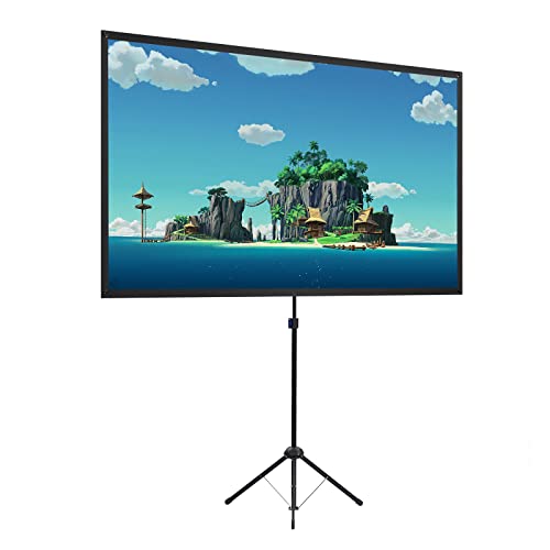 Projector Screen with Stand, Portable Projector Screen and Stand, 60 Inch 16:9, Outdoor Projection Screen, Aluminium Frame, Lightweight and Compact, Easy Setup, Idea for Home Cinema, Backyard Party. - size: 60 inch