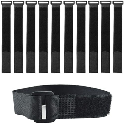 10 Pack(20x1 Inch) Reusable Fastening Cable Straps,Cinch Straps | Adjustable Multi-Purpose Hook and Loop Straps with Buckle,Nylon Cable Ties,Cord Ties Organized Tidy for Wire Cable Management - size: 20'' x 1'' (Black)
