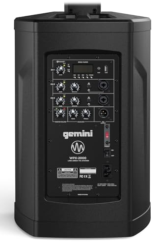 Audiosavings Bundle: (3) Gemini WPX-2000 1200 Watt DJ/PA Powered Line Array Speaker w/ 8" Subwoofer+Mic Bundle with (2) Rockville RCXFM20E-B 20 Foot Female to Male XLR Mic Cable (5 Items)