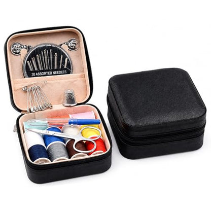 56-Piece Portable Travel Sewing Kit - Compact Emergency Sewing Kit Box with Zipper Fix Tools - Small Sewing Supplies and Accessories for Home Use & Quick Stitch Solutions - color: Black