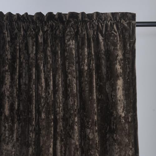 Brown Velvet Curtains 96 inches Long Luxury Back Tab Thermal Insulated Room Darkening Window Drapes for Living Room/Bedroom, W52 x L96, 2 Panels - color: Chocolate, size: 52"W x 96"L (Pack of 2)