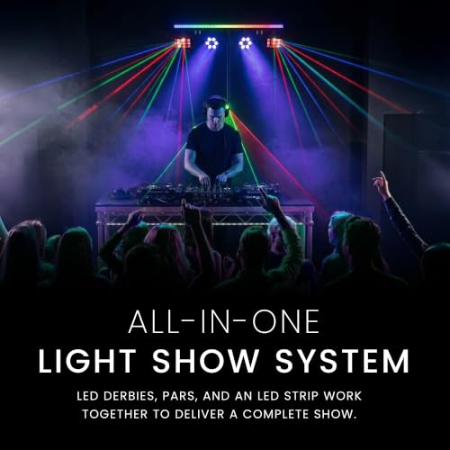 CHAUVET DJ GigBAR 3 ILS DJ Lighting System, All-In-One Party Lights with LED Derby, RGB+UV Wash Lights & Strobe Effects, Portable Stage Lighting Kit with Wireless DMX, ILS Control, Tripod & Carry Bags