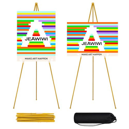 JEAWIWI 2 Pcs Lightweight Easel Stand, 66 Inch, Gold, with Portable Bags - color: Gold, size: 2 PCS