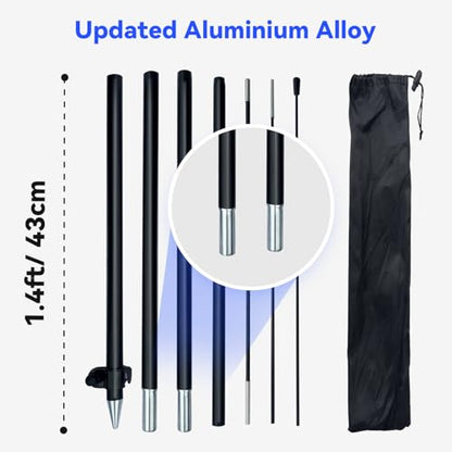 6.6FT Feather Flag Pole Kit with Ground Spike, Portable Lightweight Aluminum Alloy Flagpole with Fiberglass Top Pole, Fits 1.6x6.6FT / 1.6x6.1FT Feather Flags, Pole for Outdoor Business Advertising, No Flag