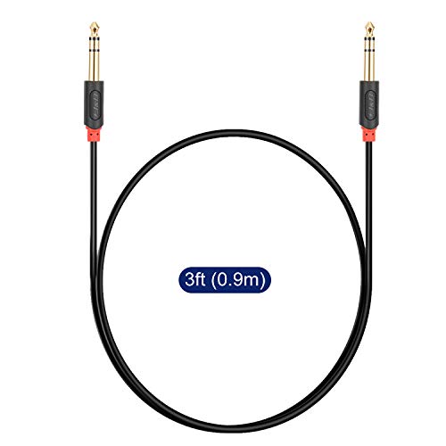 J&D 1/4 inch TRS Cable, Gold Plated Audiowave Series 6.35mm TRS Male to Male Balanced Interconnect Stereo Audio Cable, Quarter inch Guitar Instrument Cord, 3 Feet - size: 3 Feet