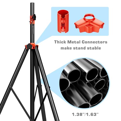 NBVOICE Speaker Stands Heavy Duty - Adjustable Height 50.5'' to 83.5'', Speaker Tripod Stand with Non-Slip Rubber Feet,144lbs Load Capacity for Stage/DJ/Party, Fits 1.38"&1.63" Speaker Poles (1-Pack)