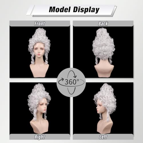 ColorGround Short Curly Beehive Wig Queen Updo Cosplay Wig for Women Halloween Costume (Silver White) - color: Silver White
