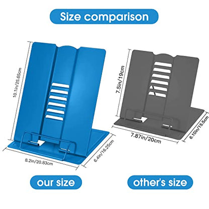 Large Book Stand Metal Reading Rest Book Holder Adjustable Cookbook Holder | Document Holder Portable Bookstands for Textbooks/Recipe, the First Day of School Gift for Students, Teachers(Deep Blue) - color: Deep Blue