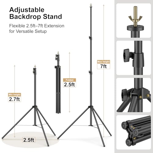 LINCO Lincostore Backdrop Support Stand Kit 10x6.5ft Adjustable Photography Studio Photo Background Support System with Carrying Bag for Green Screen Muslin, 4171 (10ft Wide 7ft high) - size: 10ft wide 7ft high