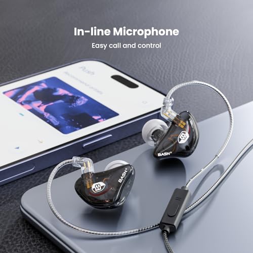 BASN Bsinger Pro in Ear Monitor Headphones,Dual Drivers 2-Pin IEM Earphones - color: Clear Black